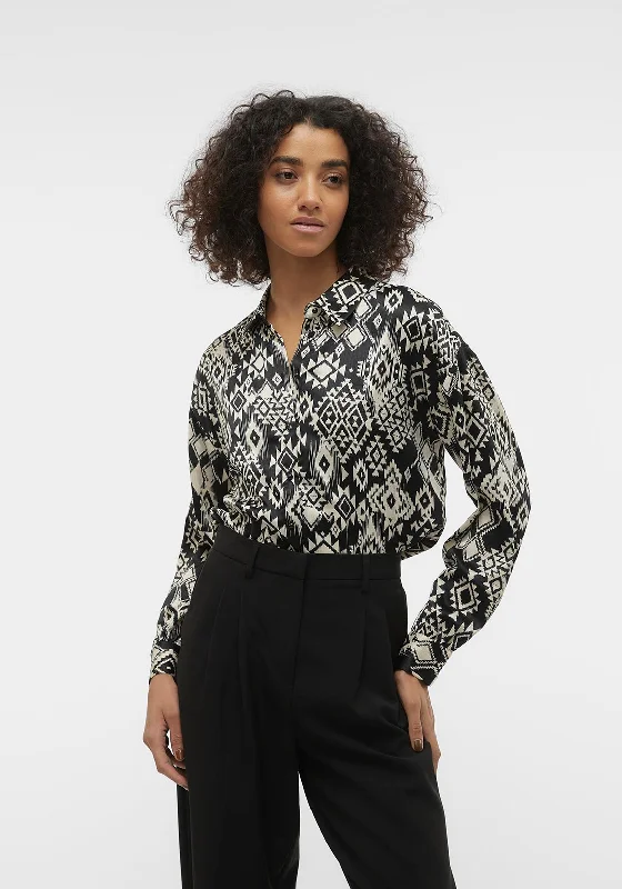 Vero Moda Gida Aztec Print Shirt, Black Anti-Shrink Durable Soft