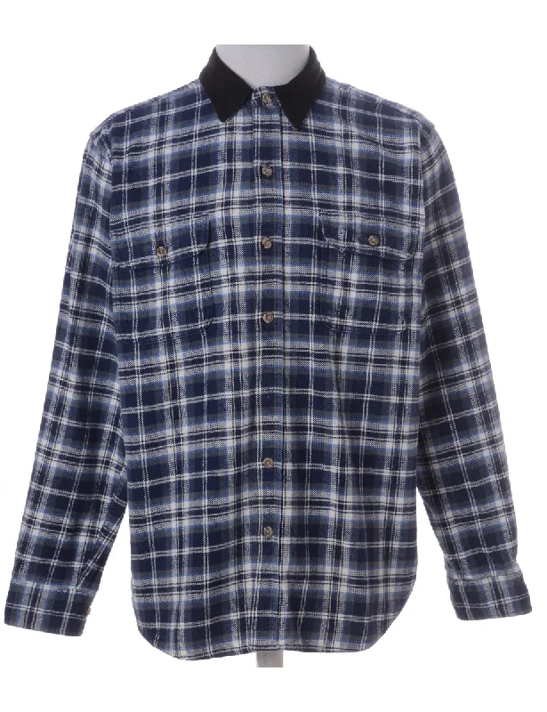 Label Paul Shirt With Denim Collar Hooded Caped Shawl Collar