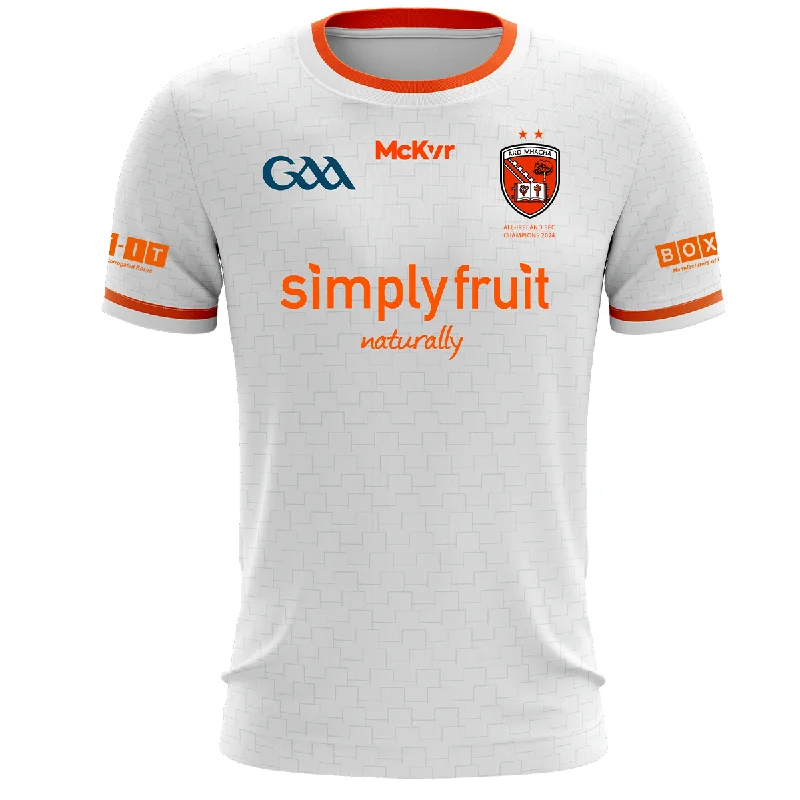 Mc Keever Armagh GAA Official All Ireland Winners Jersey - Adult - Player Fit - White Eco-Friendly Jersey Tee