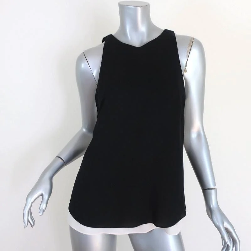 A.L.C. Tank Top Tide Black/Cream Layered Silk Size Small Sleeveless Blouse summer tank top