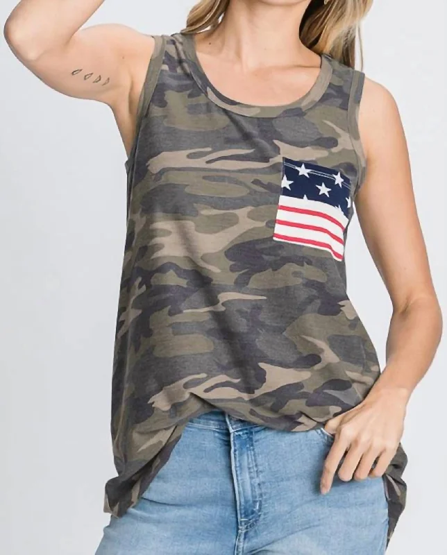 Flag Pocket Tank In Camouflage vibrant tank top