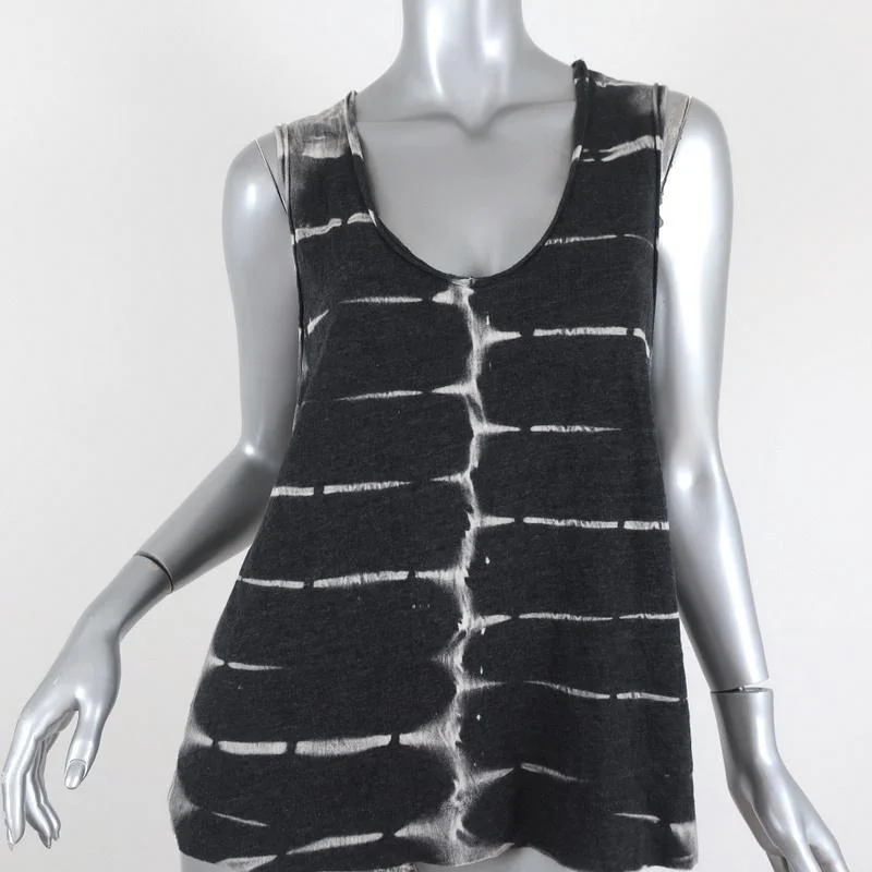 Raquel Allegra Tie Dye Shredded Tank Top Charcoal Size 1 casual tank top