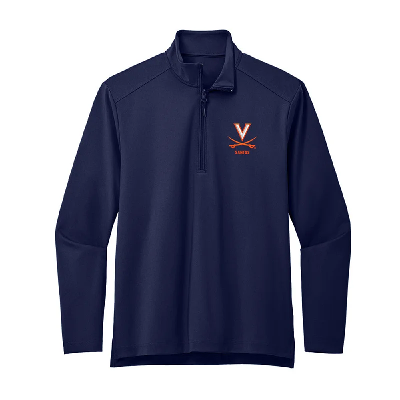 Virginia - NCAA Women's Soccer : Grace Santos - Premium Quarter Zip Jacket Stand-Up Collar Roll-Neck Collar Turtle Neck