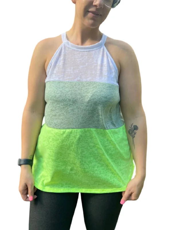 Tank Top In Sage/neon white tank top