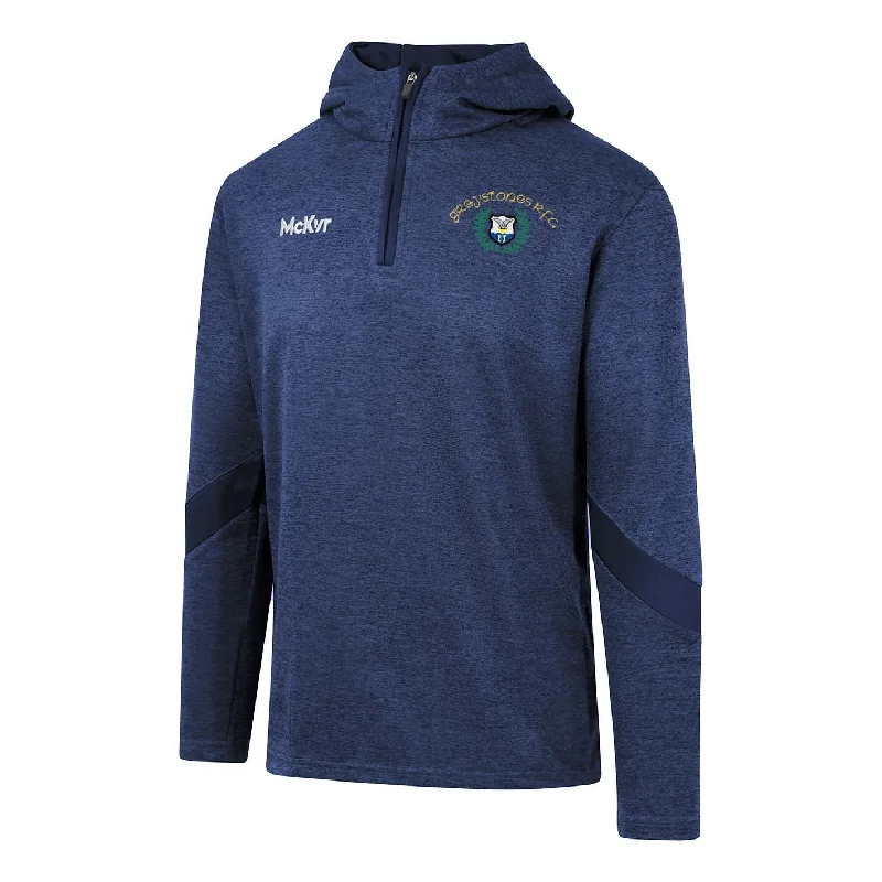 Mc Keever Greystones RFC Core 22 1/4 Zip Hoodie - Adult - Navy Hoodie with Metallic Shiny Futuristic