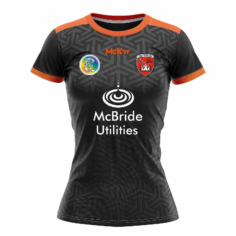 Mc Keever Armagh Camogie Official Training Jersey - Womens - Black/Orange Retro Jersey Tee