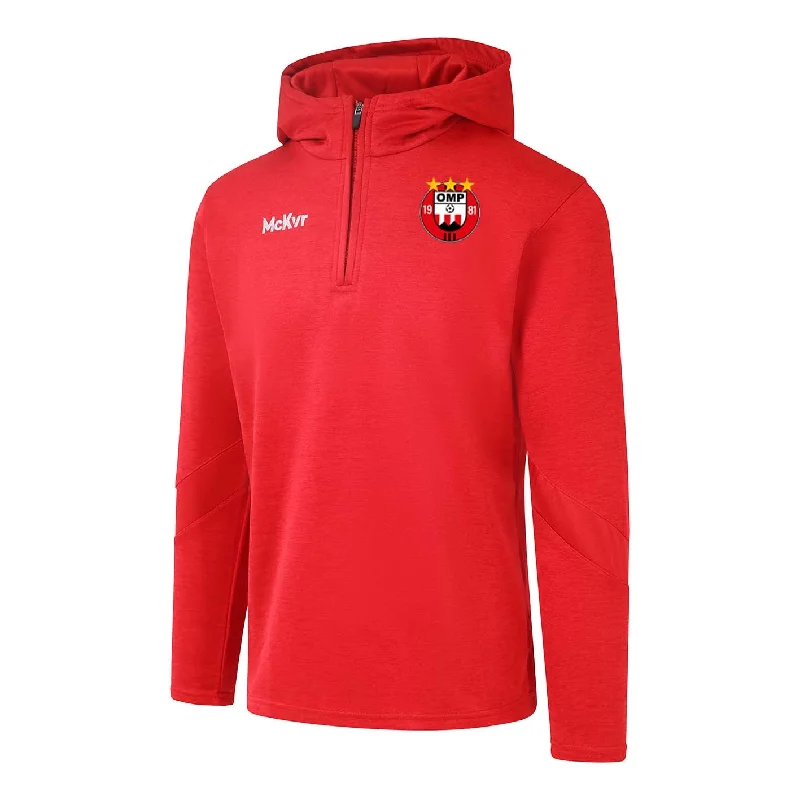 Mc Keever OMP United Core 22 1/4 Zip Hoodie - Adult - Red Hoodie with Hem Contrast Bold Stylish