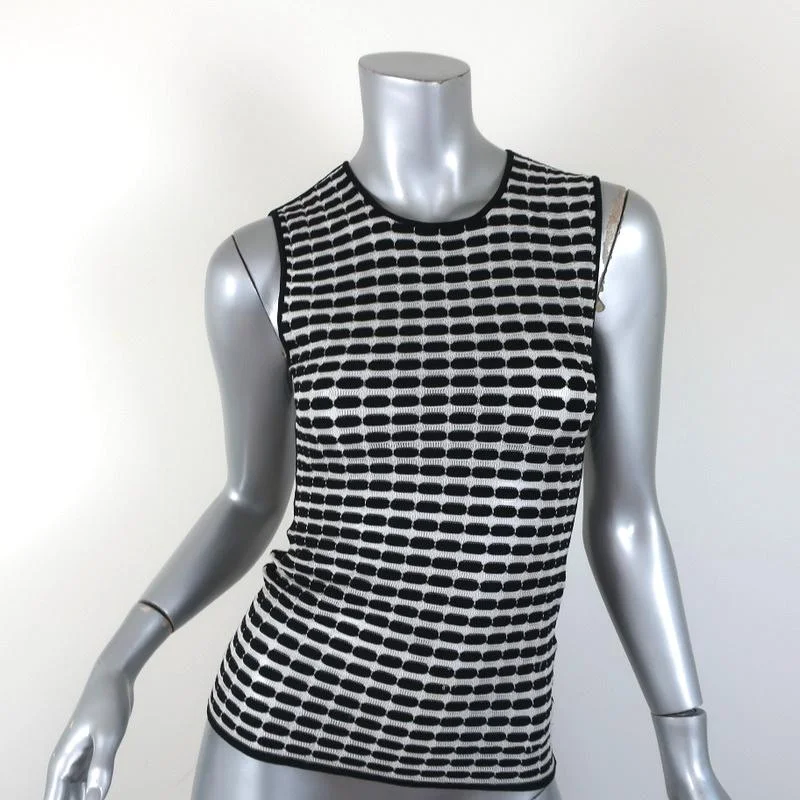 Alexander Wang Tank Black & White Striped Knit Size Small Sleeveless Top silver tank top