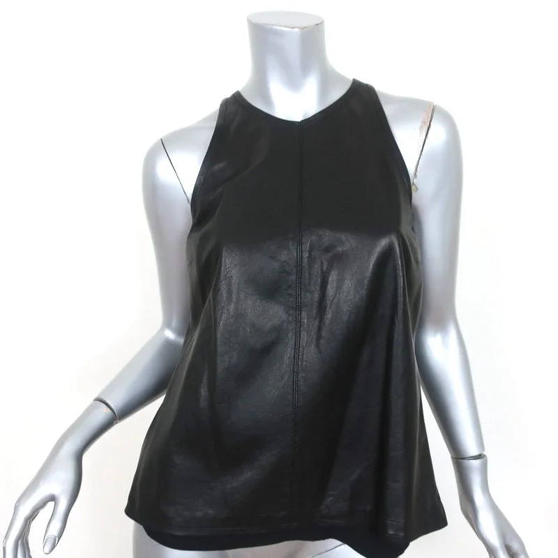 A.L.C. Tank Top Pharel Black Leather Size Medium playful tank top