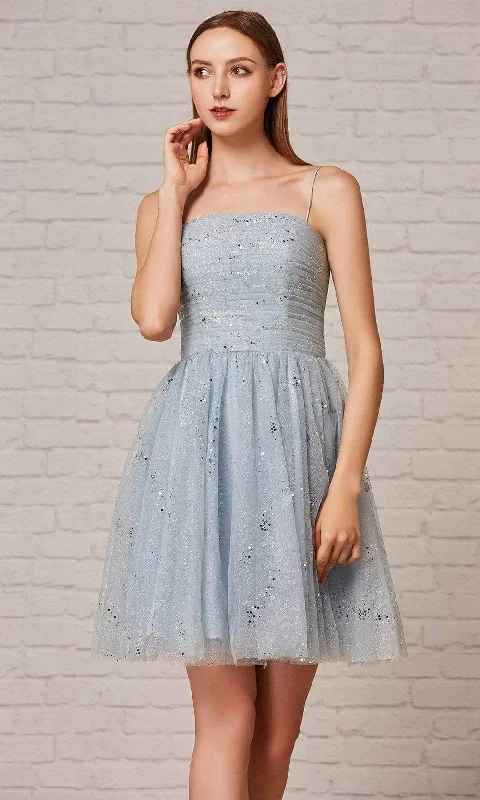 J'Adore Dresses J18078 - Sparkly Pleated Tulle Cocktail Dress Tunics Stylish modern