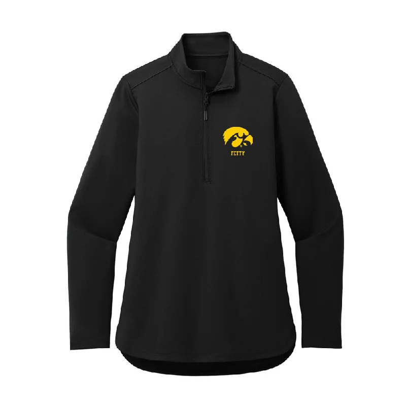 Iowa - NCAA Women's Soccer : Rielee Fetty - Women's Premium Quarter Zip Jacket Notch Collar Peter Pan Collar Cowl Neck