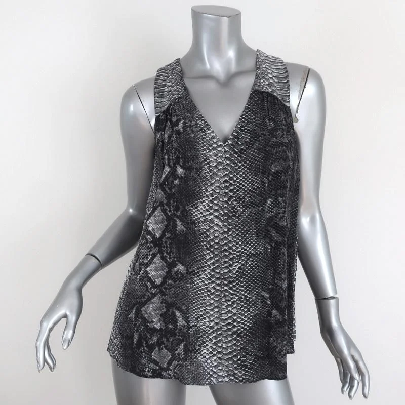 Rebecca Taylor Tank Top Gray Snakeskin Print Size 6 Sleeveless V-Neck Blouse sage tank top