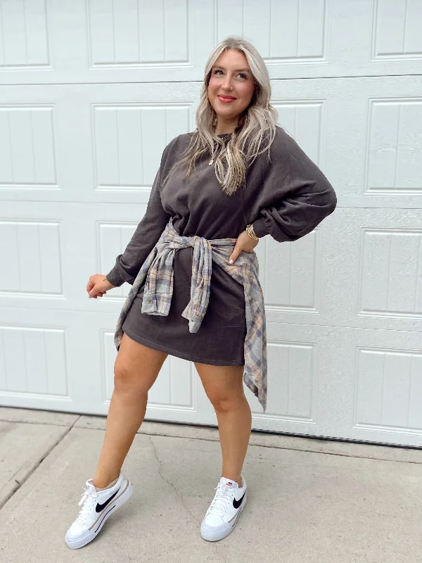 LA Girl Sweatshirt Dress - Ash Hoodie with Oversized Fit Loose Comfortable