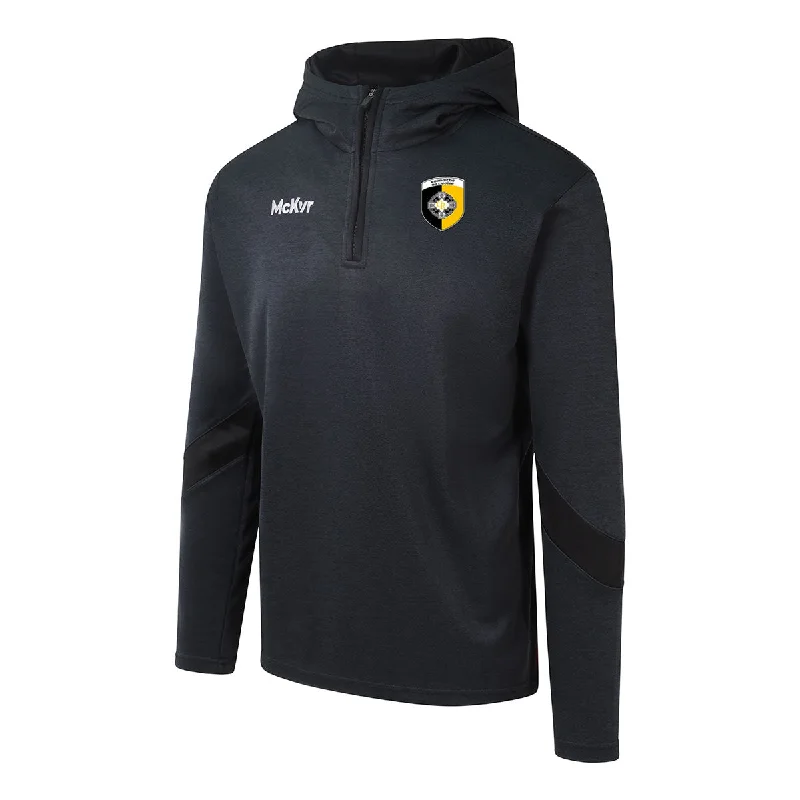 Mc Keever Crossmaglen Rangers GAC Core 22 1/4 Zip Hoodie - Adult - Black Hoodie with Hem Frayed Vintage Worn