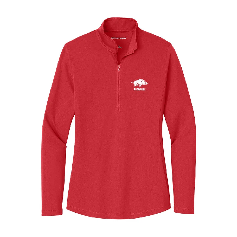 Arkansas - NCAA Women's Soccer : Jailyn Brownlee - Women's Lightweight Quarter Zip Jacket Cotton Fabric Linen Fabric Terry Fabric