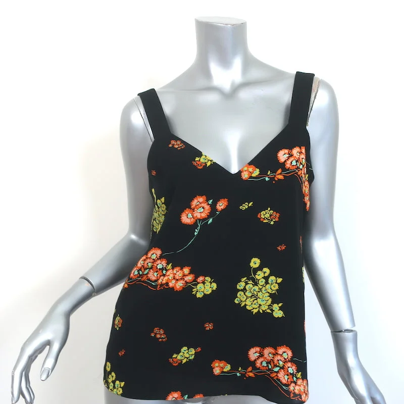 A.L.C. Tank Top Renne Black Floral Print Silk Size 4 relaxed fit tank