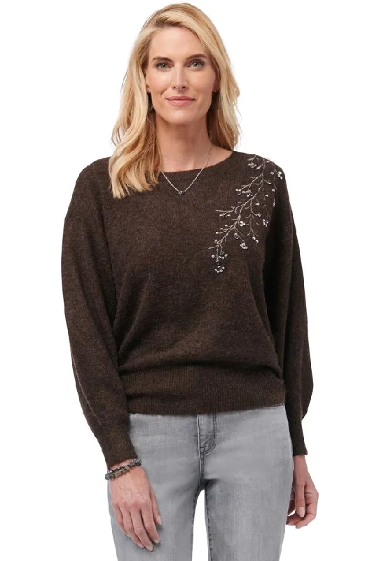 Democracy Womens Rhinestone Sweater Graphic Sweater Embroidered Appliqued