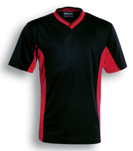 Adults Soccer Panel Jersey - Black/Red Round Neck Jersey Tee