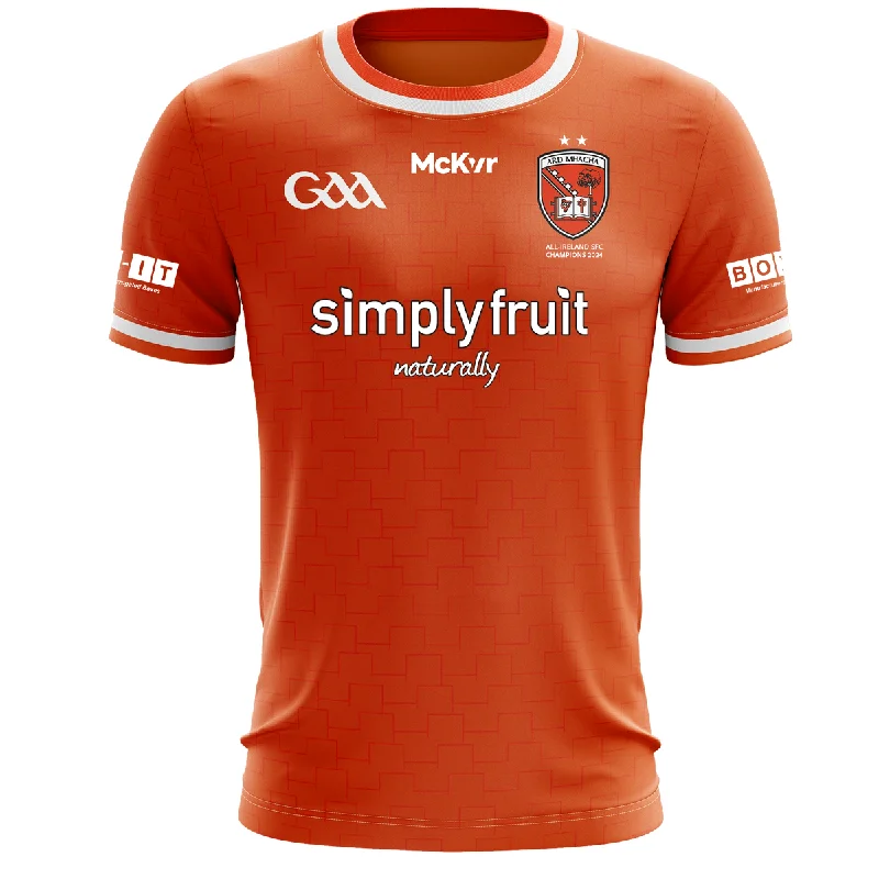 Mc Keever Armagh GAA Official All Ireland Winners Jersey - Womens - Orange Turquoise Jersey Tee