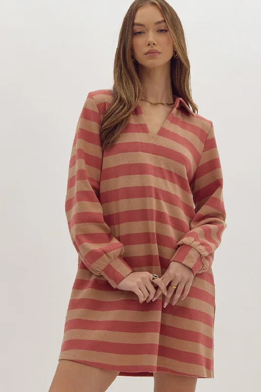 Rust Striped Dress Tunics Practical durable