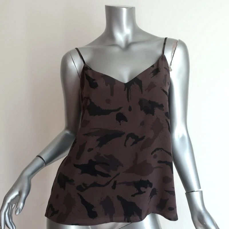 L‚ÄôAgence Jane Camisole Brown Camouflage Print Silk Tank Top Size Extra Small flowy tank top