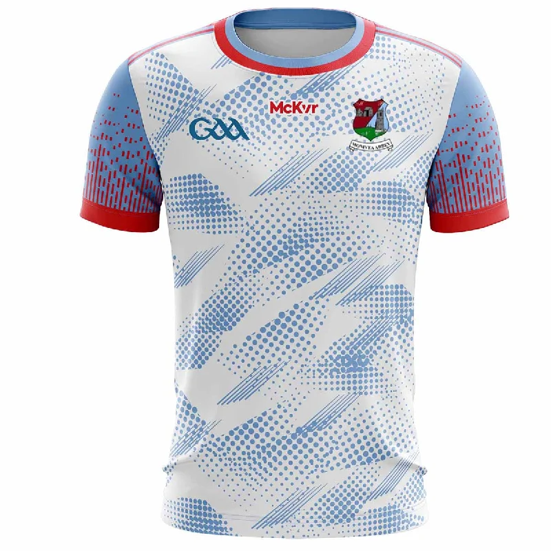 Mc Keever Monivea Abbey GAA Training Jersey - Adult - White/Sky/Red V Neck Jersey Blouse