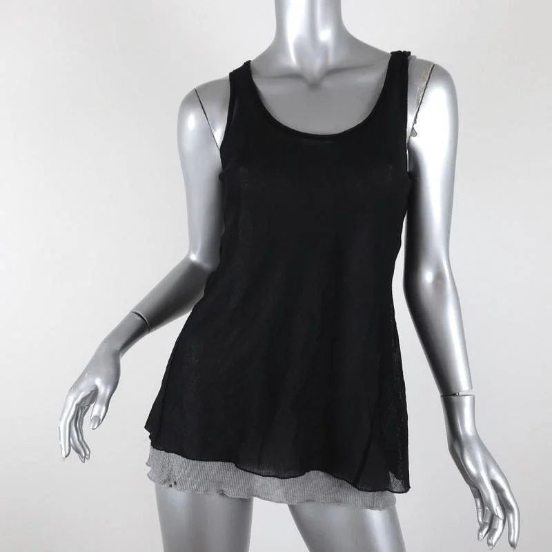 Pete Collection Tank Top Black/Gray Layered Mesh & Knit Size Extra Small slim fit tank