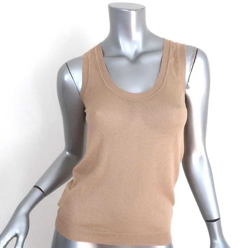 Miu Miu Tank Top Beige Cotton Knit Size 38 peach tank top