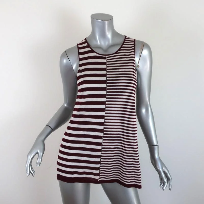 T by Alexander Wang Tank Top Burgundy/Cream Mixed-Stripe Knit Size Small bronze tank top