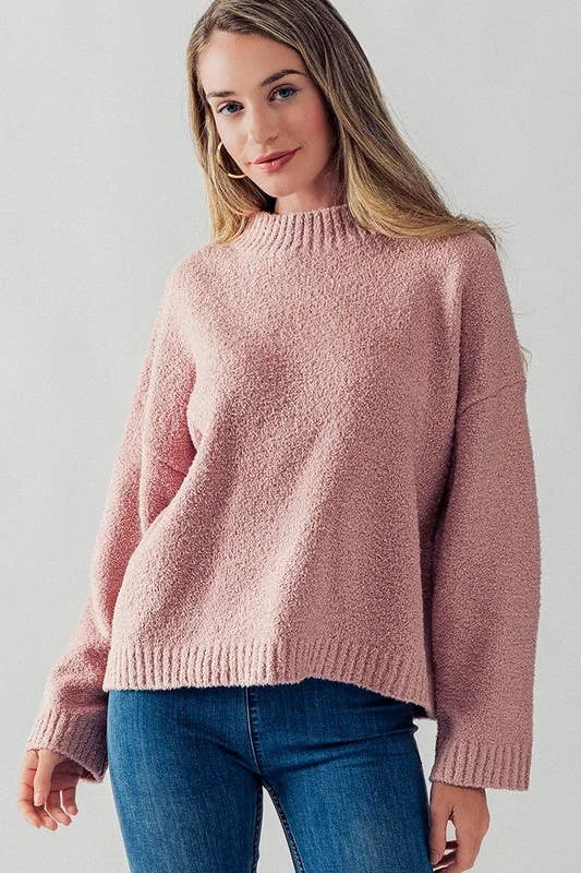 Fleece Rib Knit Sweater *final sale* High Neck Crew Neck V-Neck