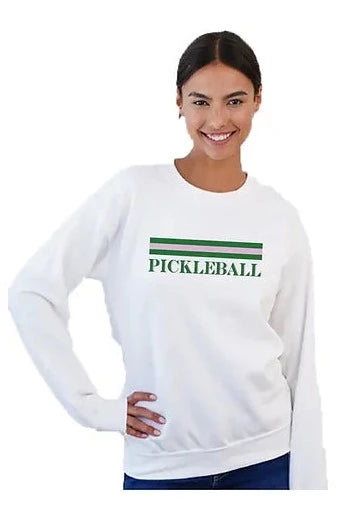 crew sweatshirt pickleball stripe Hooded Sweatshirt Casual Wear Street Style