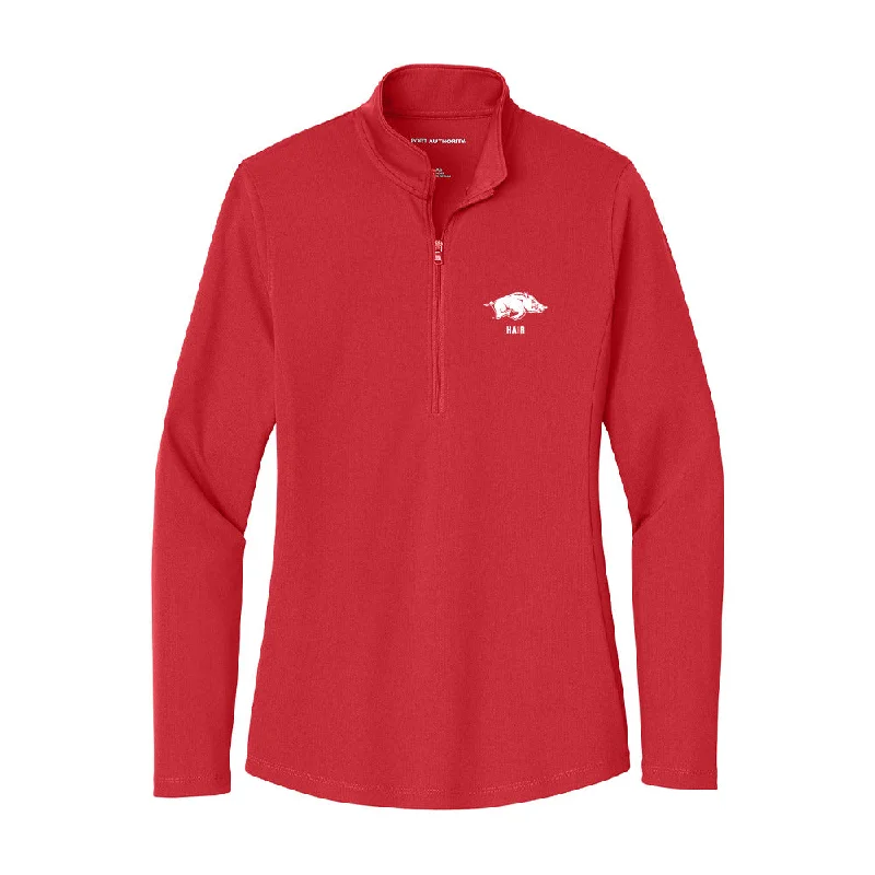 Arkansas - NCAA Women's Soccer : Cora Hair - Women's Lightweight Quarter Zip Jacket Knit Fabric Woven Fabric Fleece Fabric