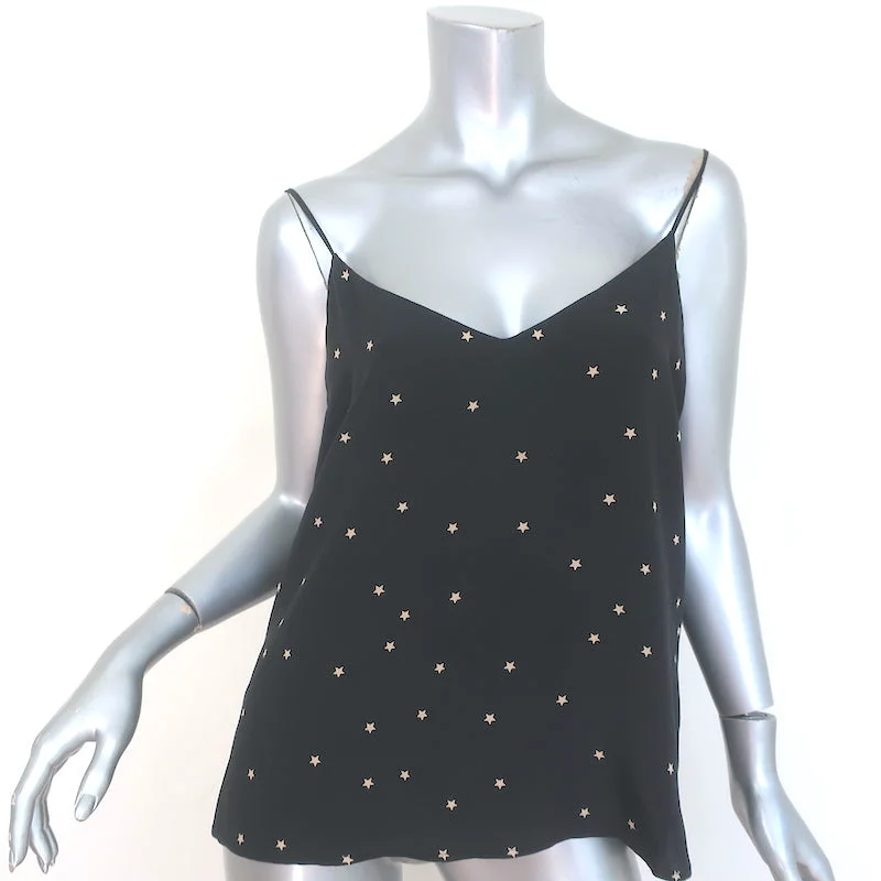 L'Agence Jane Star Print Camisole Black Washed Silk Size Medium V-Neck Tank Top floral tank top