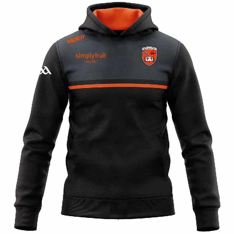 Mc Keever Armagh GAA Official Vital Hoodie - Adult - Black/Charcoal/Orange Hoodie with Back Slit Movement Comfort