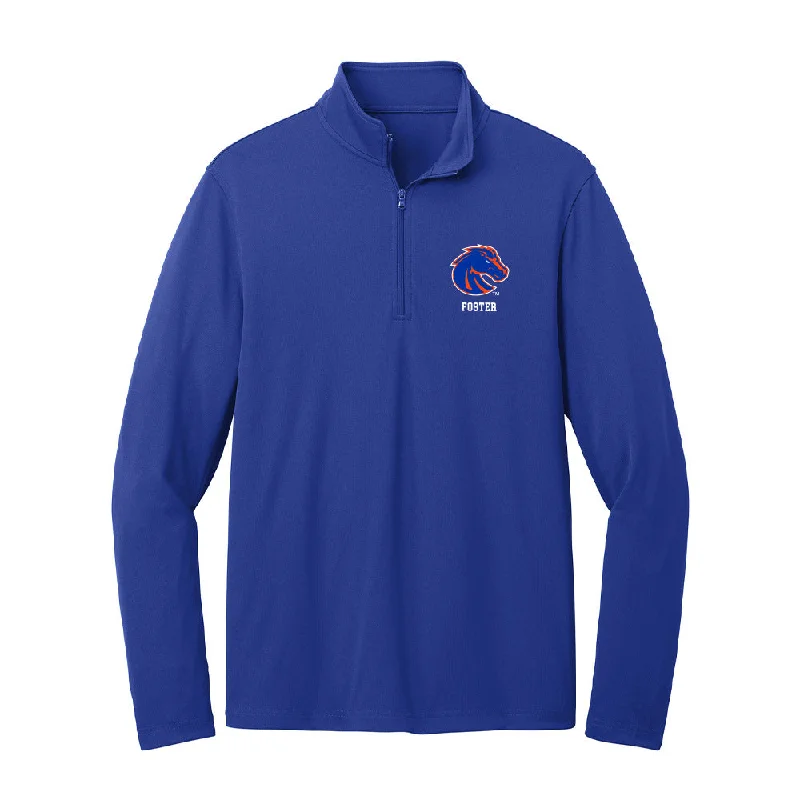 Boise State - NCAA Women's Soccer : Desiree Foster - Lightweight Quarter Zip Jacket Notch Collar Jacket Peter Pan Collar Jacket Cowl Neck Jacket