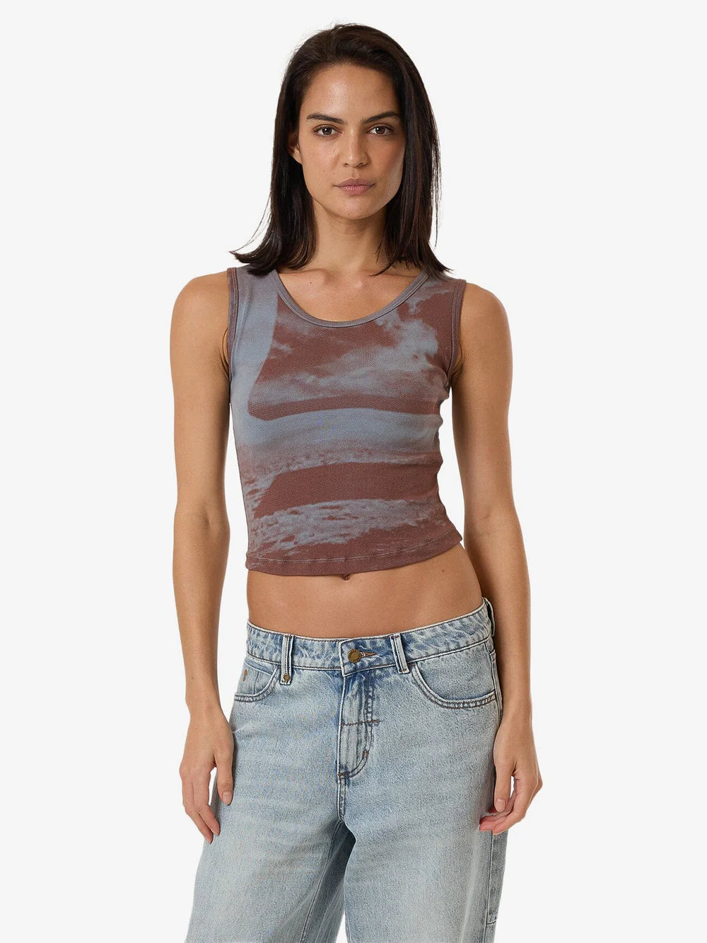 THRILLS Future Leap Womens Y2K Tank - Flint Blue cropped tank top