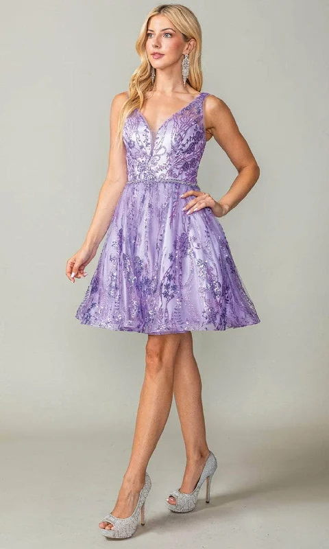 Dancing Queen 3364 - Glitter A-Line Cocktail Dress Tunics Practical durable