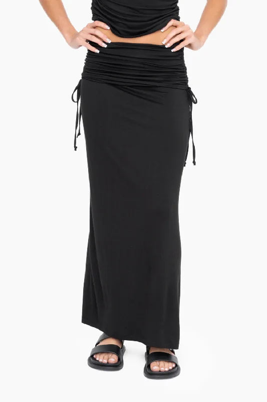 Women's Mono B | 2-in-1 Convertible Maxi Skirt | Black chiffon skirt lightweight