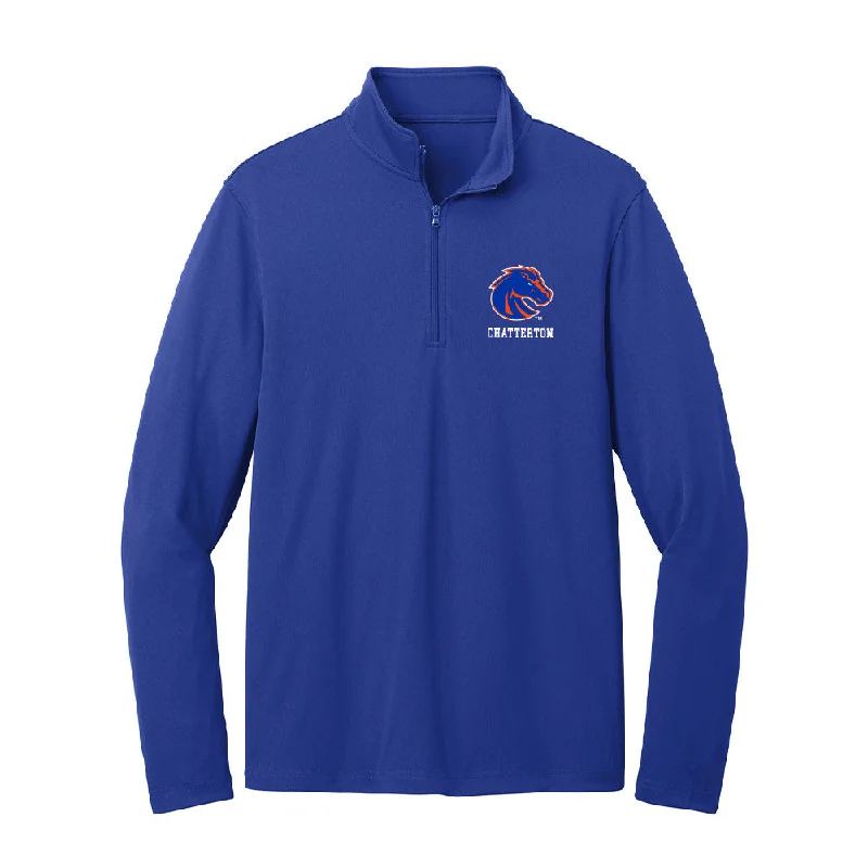 Boise State - NCAA Women's Soccer : Alicia Chatterton - Lightweight Quarter Zip Jacket Plaid Jacket Tartan Jacket Houndstooth Jacket