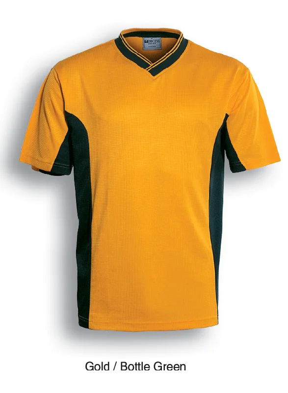 Adults Soccer Panel Jersey - Gold/Bottle Green Scoop Neck Jersey Top