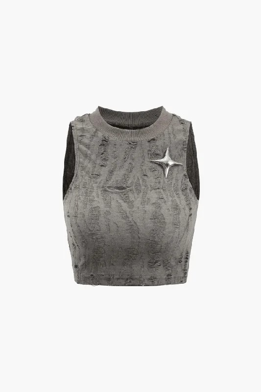 Star Decor Destroyed Tank Top crossback tank top