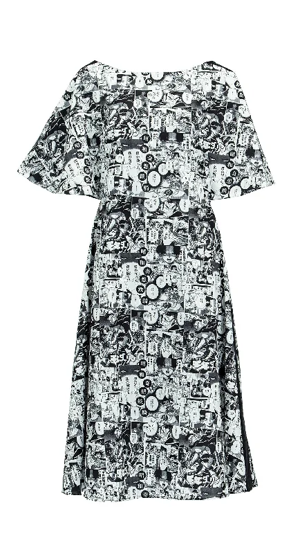 Abigail - Japanese Comic Print A-Line Dress Maxi Flowy Bohemian