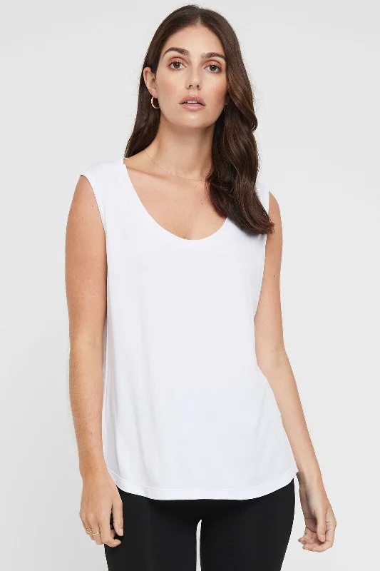 Classic Scoop Tank - White relaxed fit tank