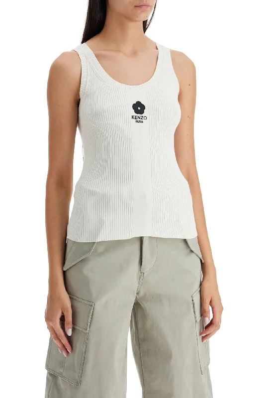 Kenzo Ribbed Knit Tank Top With Spaghetti Straps gold tank top