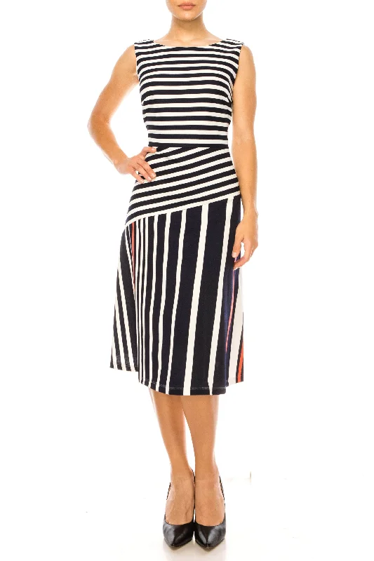 ILE Clothing SCP1326 - Stripe A-Line Dress Tunics Versatile stylish