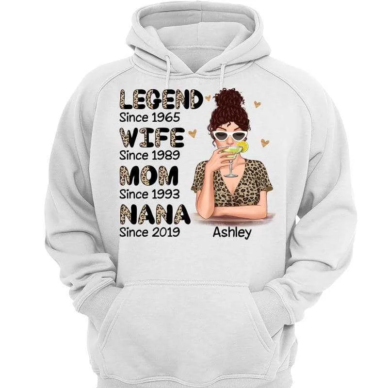 Legend Wife Mom Grandma Leopard Shirt Cocktail Girl Personalized Hoodie Sweatshirt Hoodie with Pattern Geometric Abstract