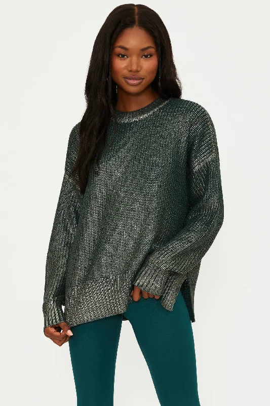 Callie Sweater Pine Shine Mesh Blend Leather Blend Suede Blend