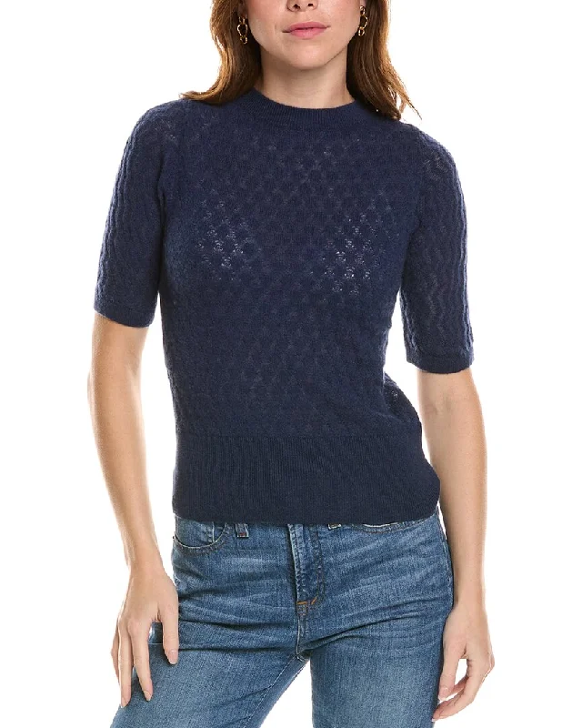 Lafayette 148 New York Mixed Stitch Cashmere Sweater Spandex Rayon Corduroy