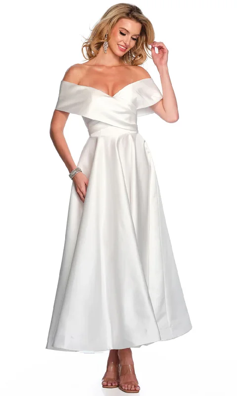 Dave & Johnny Bridal 11370 - Tea Length Satin Bridal Dress Tunics Distressed trendy