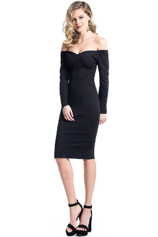 Rachel Allan LBD L1121 - Long Sleeve Off Shoulder Jersey Dress Modern Jersey Tee